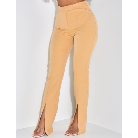 Pantalon de tailleur coupe droite à fente Pantalon de tailleur coupe droite à fente