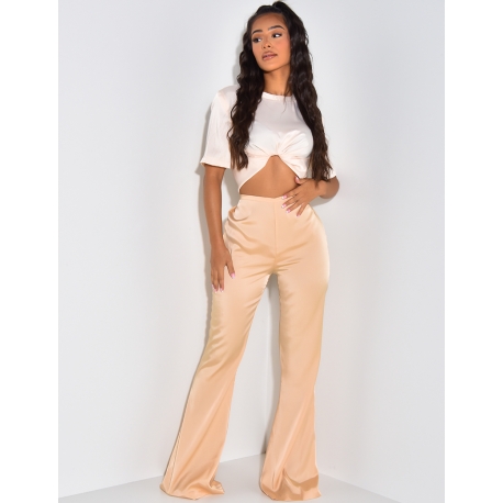 Pantalon en satin pattes d'eph