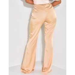 Pantalon en satin fluide taille haute patte d'eph Pantalon en satin fluide taille haute patte d'eph