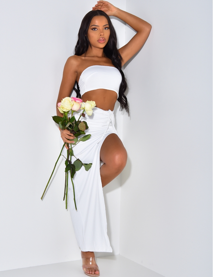 Ensemble jupe longue a fente avec bandeau