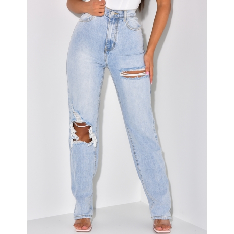 Jeans coupe droite destroy Jeans coupe droite destroy
