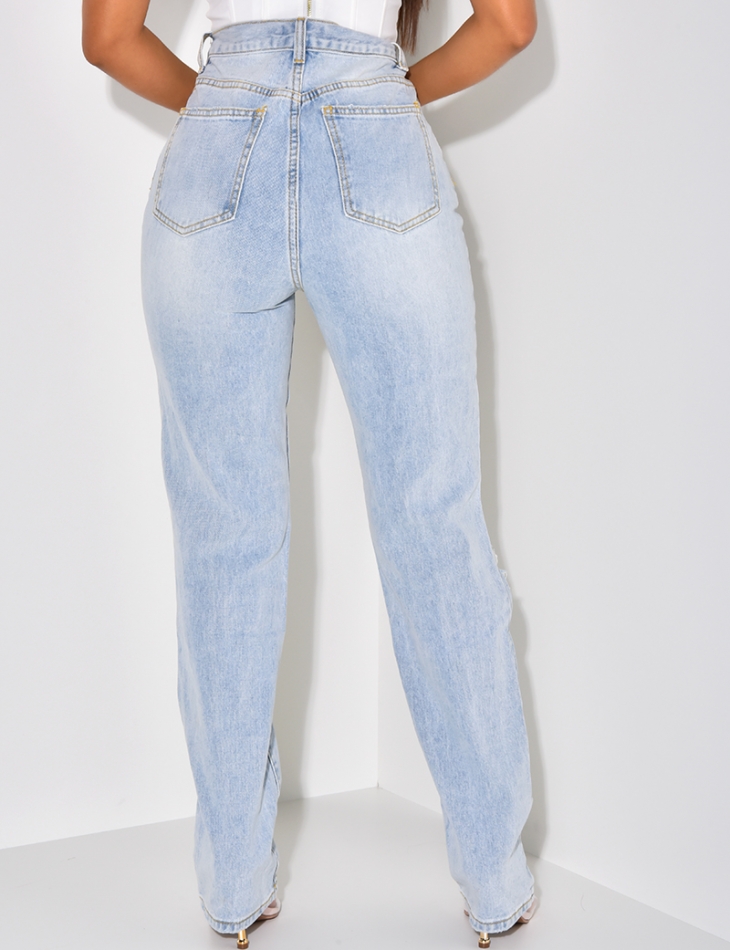 Jeans coupe droite destroy Jeans coupe droite destroy