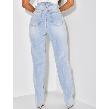 Jeans coupe droite destroy Jeans coupe droite destroy