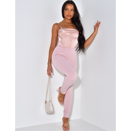 Combinaison bi-matière avec bustier Combinaison bi-matière avec bustier