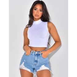 Crop top sans manches col montant Crop top sans manches col montant