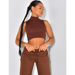 Crop top sans manches col montant Crop top sans manches col montant