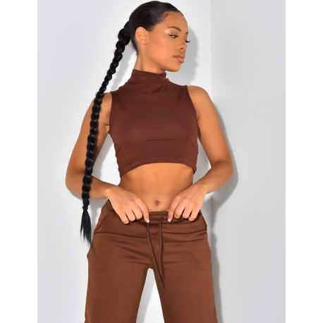 Crop top sans manches col montant Crop top sans manches col montant