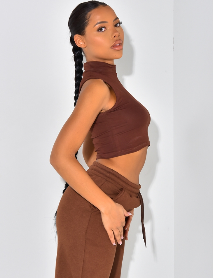 Crop top sans manches col montant Crop top sans manches col montant