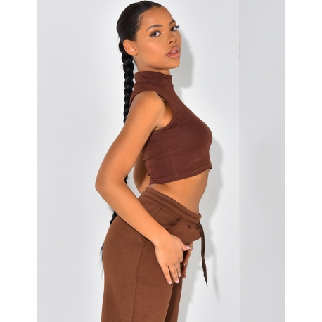Crop top sans manches col montant Crop top sans manches col montant