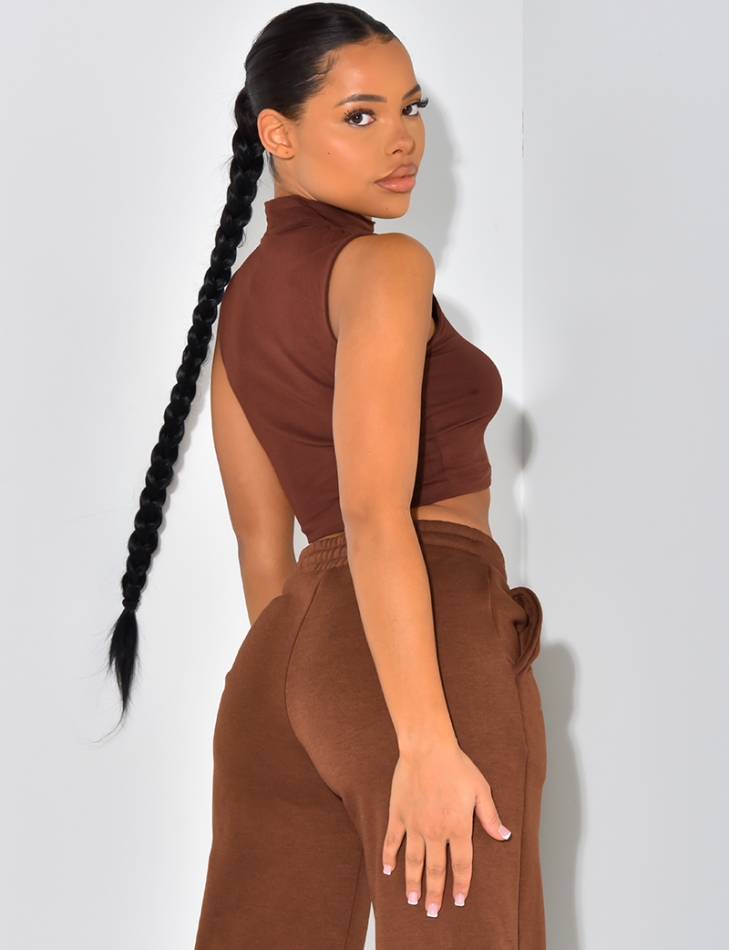 Crop top sans manches col montant Crop top sans manches col montant