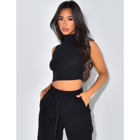Crop top sans manches col montant Crop top sans manches col montant