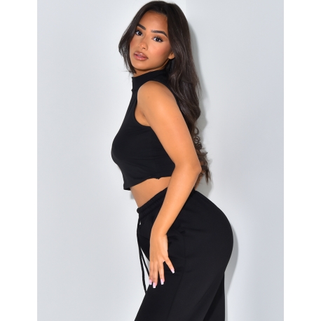 Crop top sans manches col montant Crop top sans manches col montant