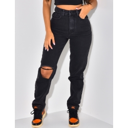 Jeans coupe droite destroy Jeans coupe droite destroy