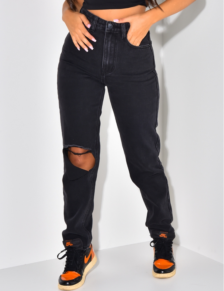 Jeans coupe droite destroy Jeans coupe droite destroy