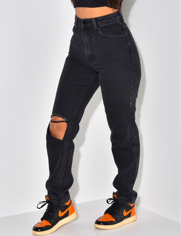 Jeans coupe droite destroy Jeans coupe droite destroy