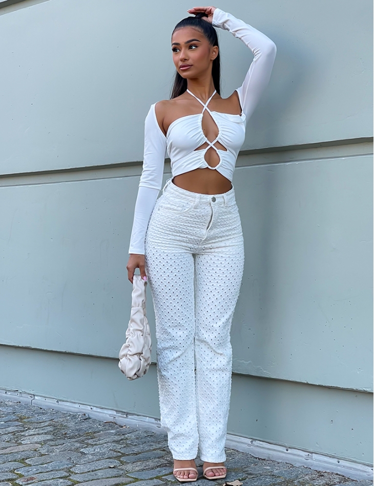 Top manches longues ajouré au dos