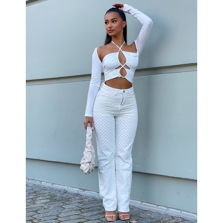 Top manches longues ajouré au dos