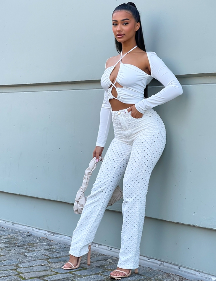 Top manches longues ajouré au dos