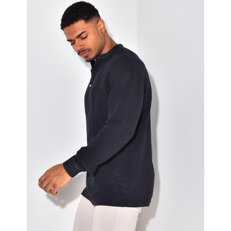 T-shirt effet chemise à boutonner col rond