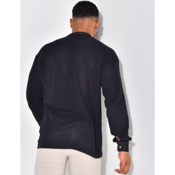 T-shirt effet chemise à boutonner col rond