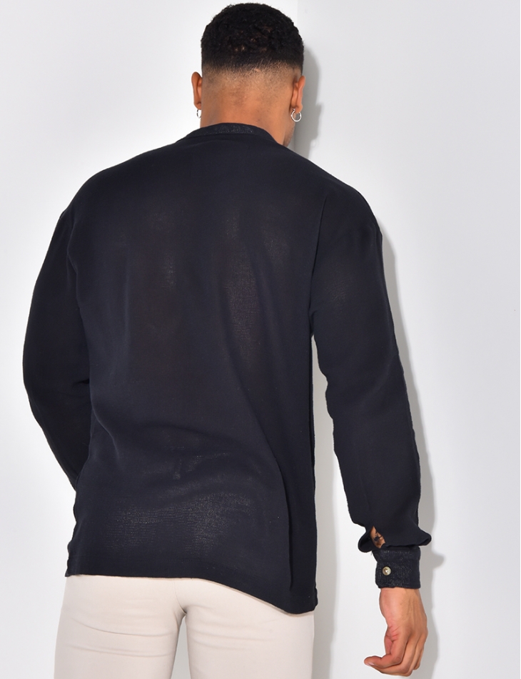 T-shirt effet chemise à boutonner col rond