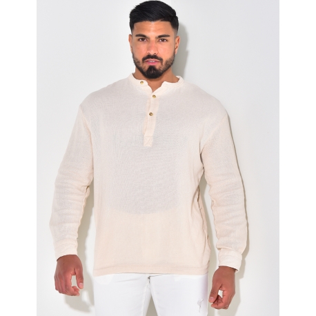 T-shirt effet chemise à boutonner col rond