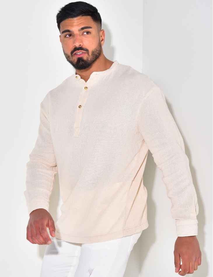 T-shirt effet chemise à boutonner col rond T-shirt effet chemise à boutonner col rond