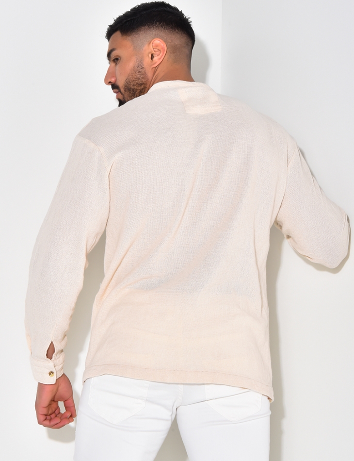T-shirt effet chemise à boutonner col rond T-shirt effet chemise à boutonner col rond