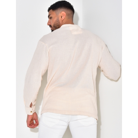 T-shirt effet chemise à boutonner col rond T-shirt effet chemise à boutonner col rond