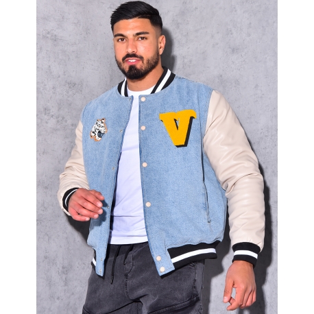 Veste bi-matière avec tête de tigre Veste bi-matière avec tête de tigre