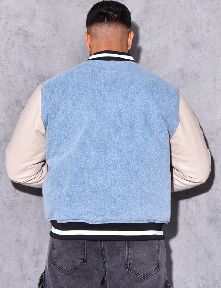 Veste bi-matière avec tête de tigre Veste bi-matière avec tête de tigre