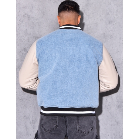 Veste bi-matière avec tête de tigre Veste bi-matière avec tête de tigre