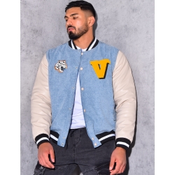 Veste bi-matière avec tête de tigre Veste bi-matière avec tête de tigre