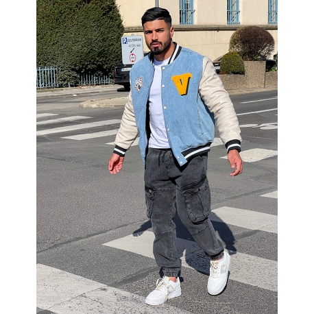 Veste bi-matière avec tête de tigre Veste bi-matière avec tête de tigre