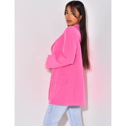 Veste de blazer avec petites plumes aux manches