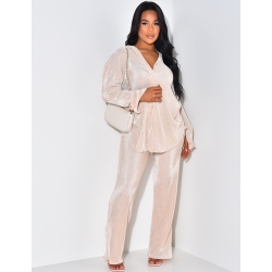 Ensemble pantalon et chemise plissée