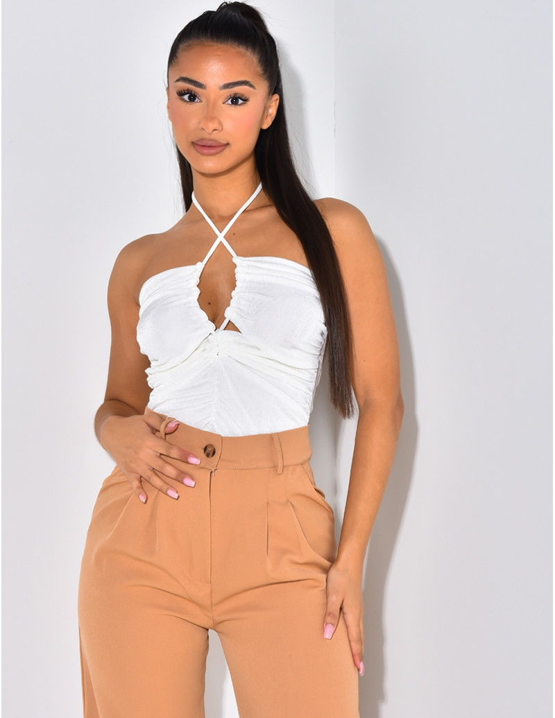 Body ajouré froncé à nouer