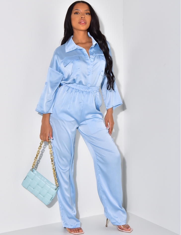 Ensemble chemise et pantalon en satin Ensemble chemise et pantalon en satin