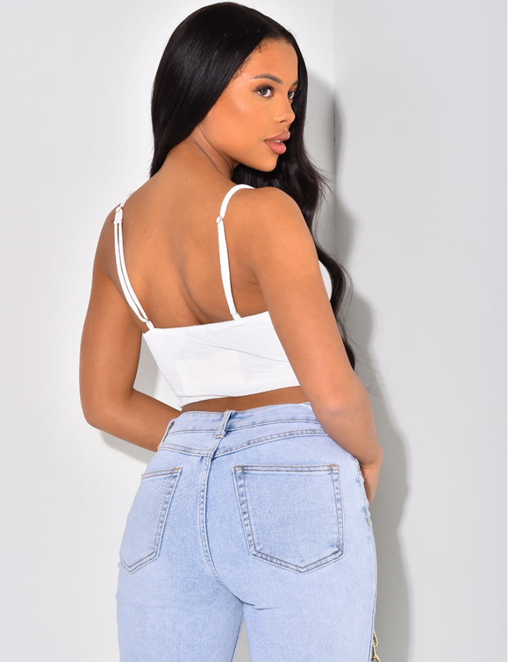 Crop-top court à fine bretelle