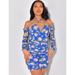 Robe froncée à motif fleurs Robe froncée à motif fleurs