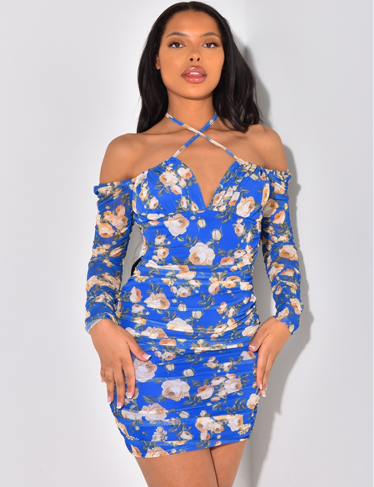 Robe froncée à motif fleurs Robe froncée à motif fleurs