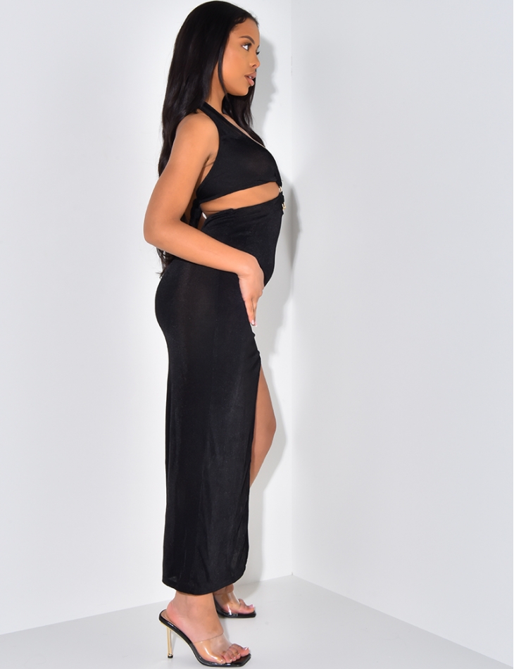 Robe fluide à anneaux dorée ajourée Robe fluide à anneaux dorée ajourée