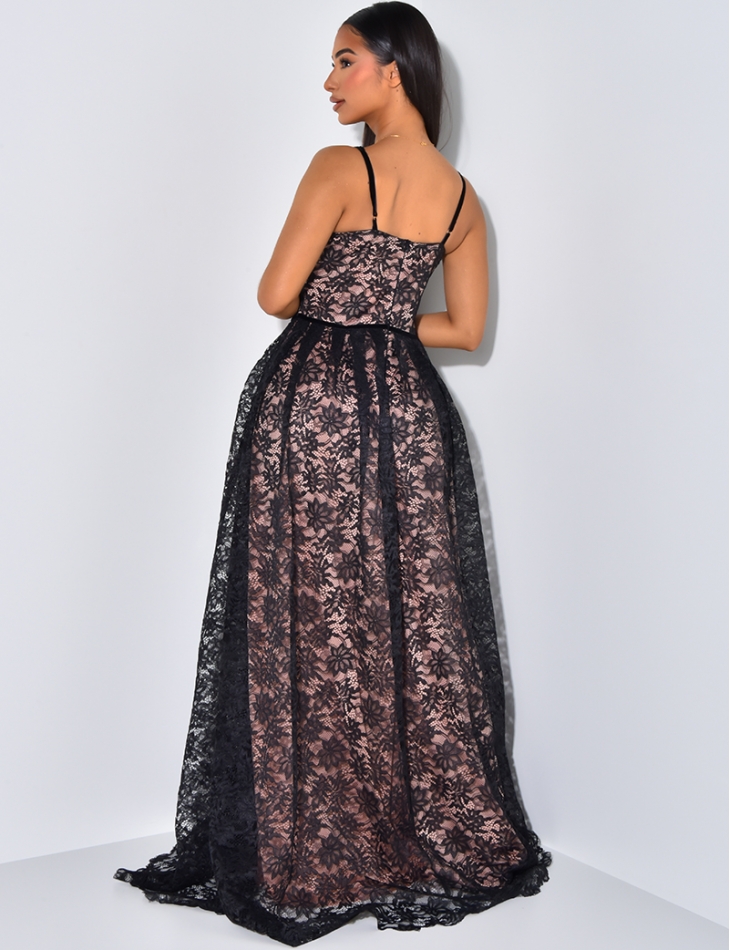 Robe longue bustier dentelle discount