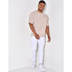 T-shirt à boutonner à rayure T-shirt à boutonner à rayure