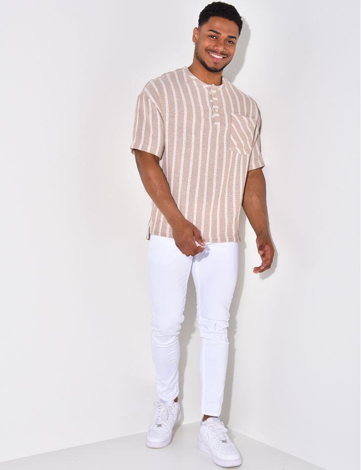 T-shirt à boutonner à rayure T-shirt à boutonner à rayure