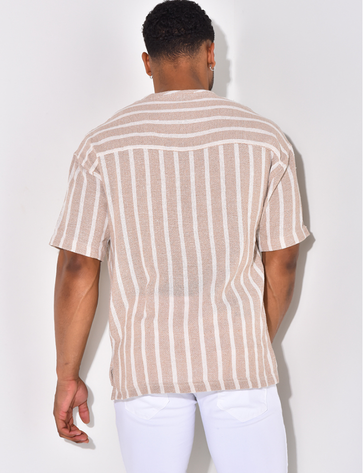 T-shirt à boutonner à rayure T-shirt à boutonner à rayure