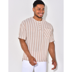 T-shirt à boutonner à rayure T-shirt à boutonner à rayure