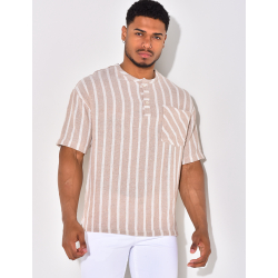 T-shirt à boutonner à rayure T-shirt à boutonner à rayure