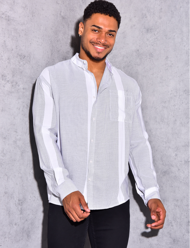 Chemise à rayures fine manches longues