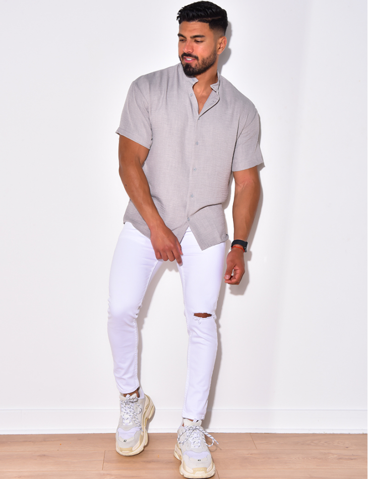 Chemise fine manche courtes à petit col